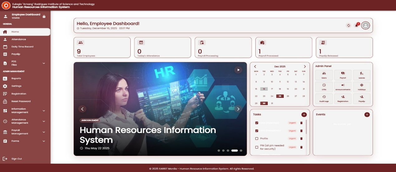 (LOCAL) EARIST Human Resource Information System